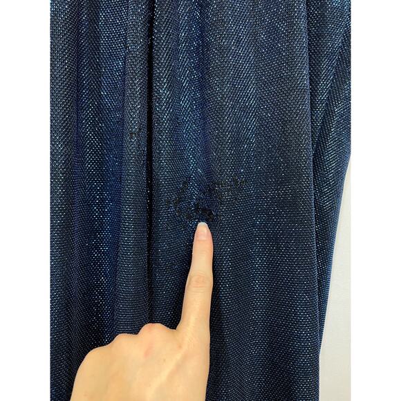 CAROLINA RITZLER Cap Sleeve Belted Metallic Jumpsuit Retro Blue Size 36 US 2 - Picture 4 of 11